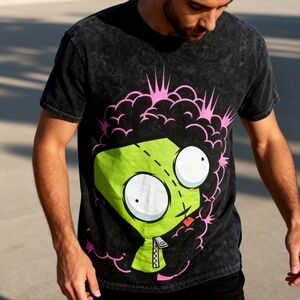 Nickelodeon Invader Zim Graphic T-Shirt Size M Black Cartoon Anime Tee